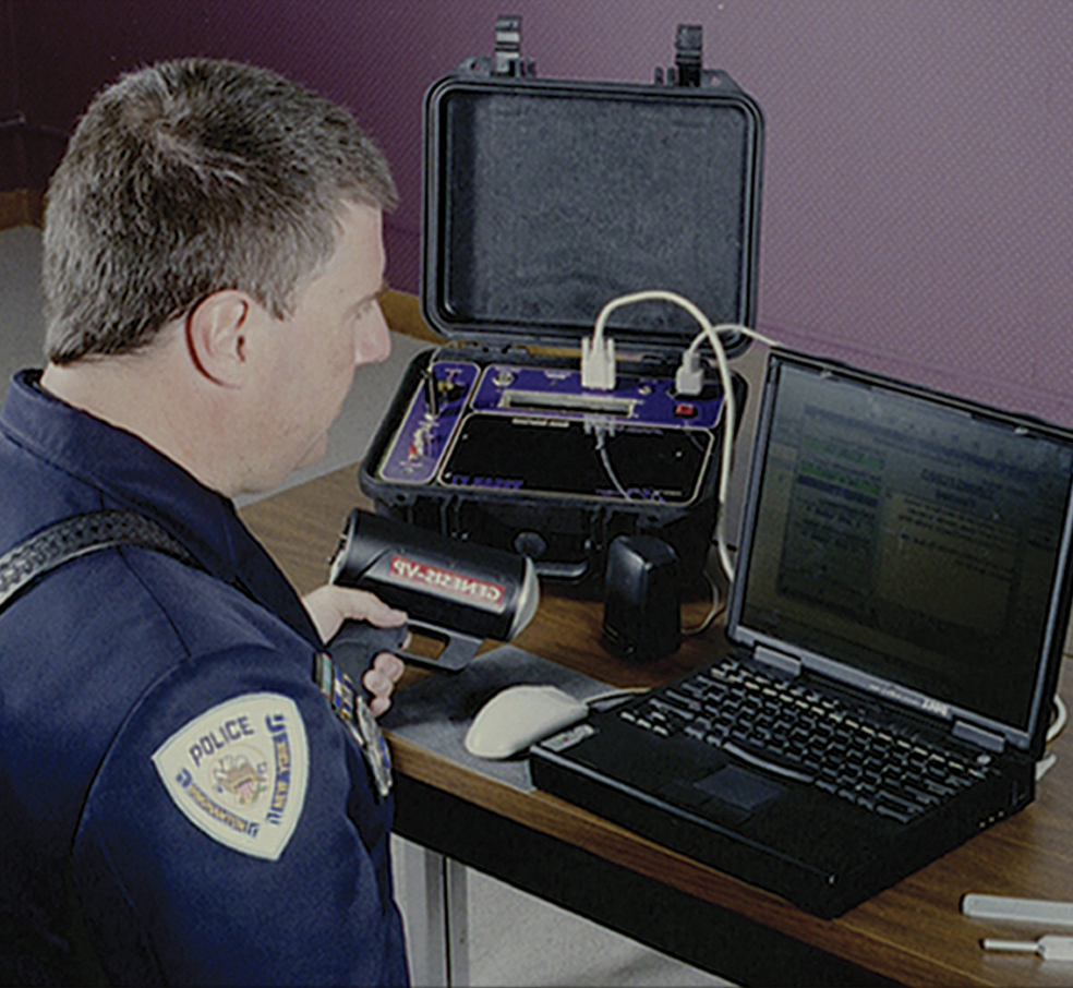 police officer certifies radar equipment